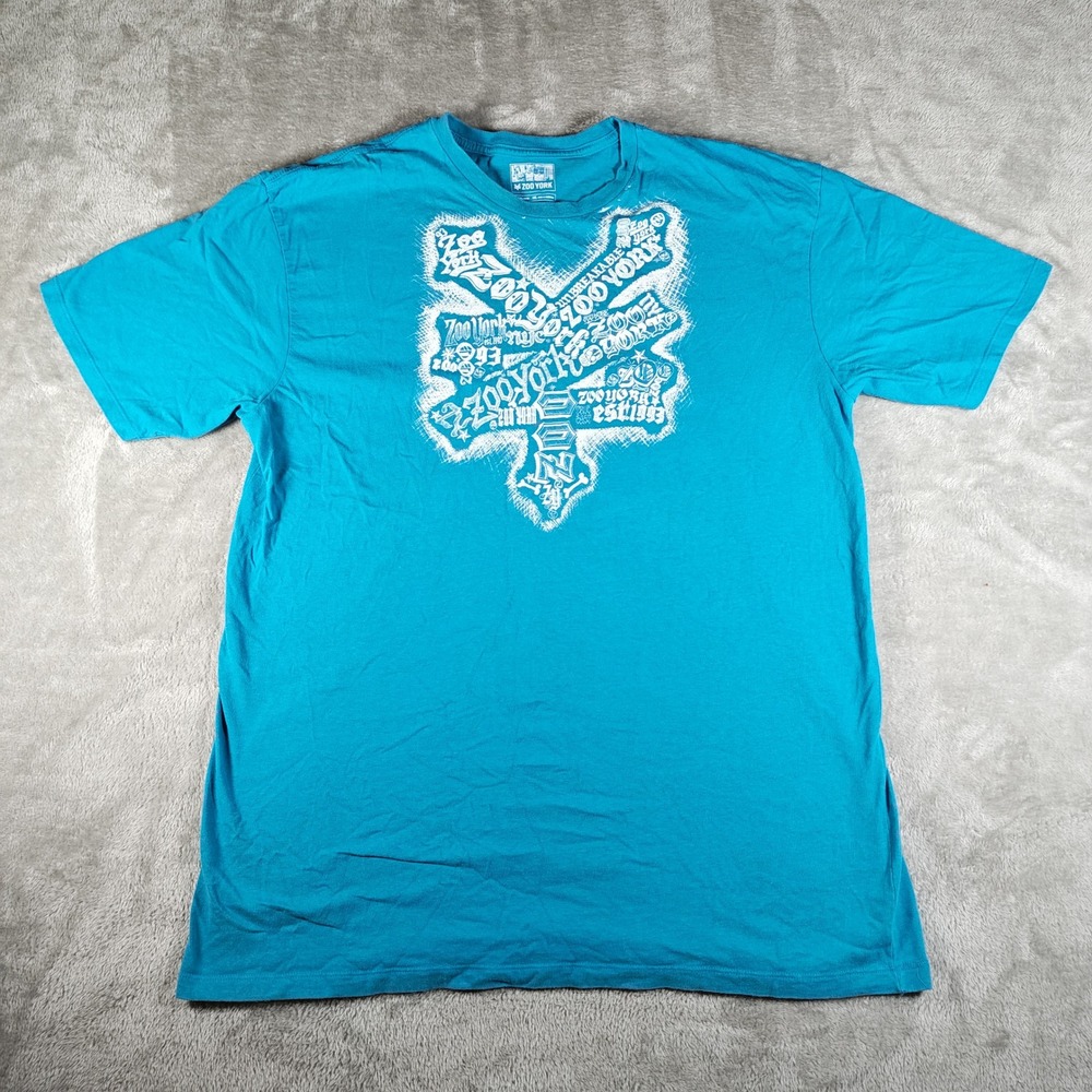 Vintage Zoo York Shirt Mens XXL Blue Graphic Logo Skateboarding Streetwear Y2K
